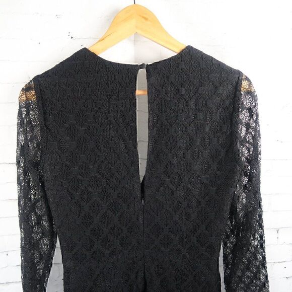 LA MAISON TALULAH BLACK V NECK LONG LACE SLEEVE PARTY EVENT WEDDING DRESS - Picture 10 of 12